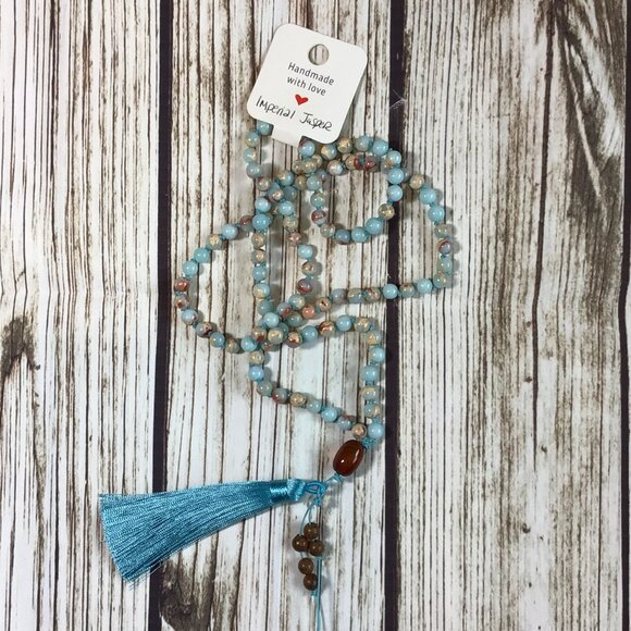 Mindful Movement Moab Jewelry - Imperial Jasper Gemstone Bead Handmade Beaded Mala Necklace